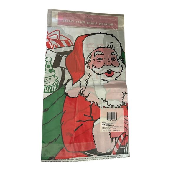 Vintage PIC Ho Ho Ho Merry Christmas Season’s Greeting Santa Plastic Door Cover - Picture 2 of 2